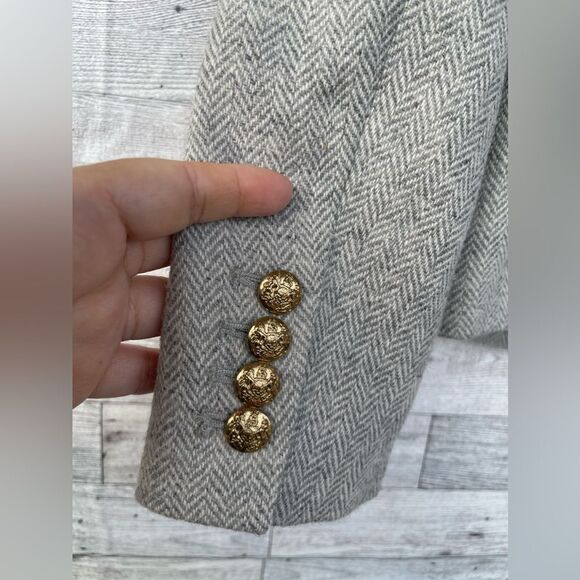 J. Crew School Boy Womens Notch Lapel Wool Herringbone Gray Blazer size 0 - Picture 7 of 16